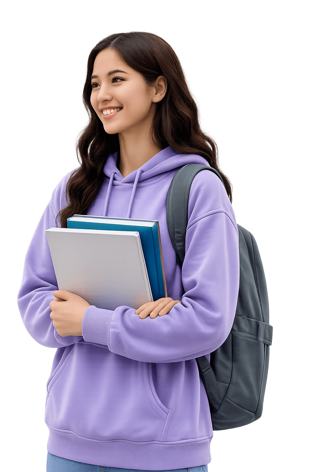 Student holding books